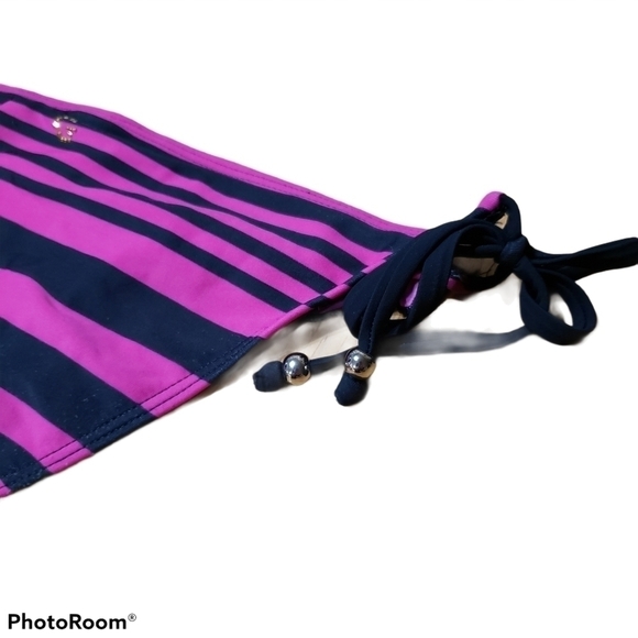 Y2K Vintage GUESS pink & Black Striped Swimsuit Bikini Bottoms Womens M Medium - Picture 4 of 6